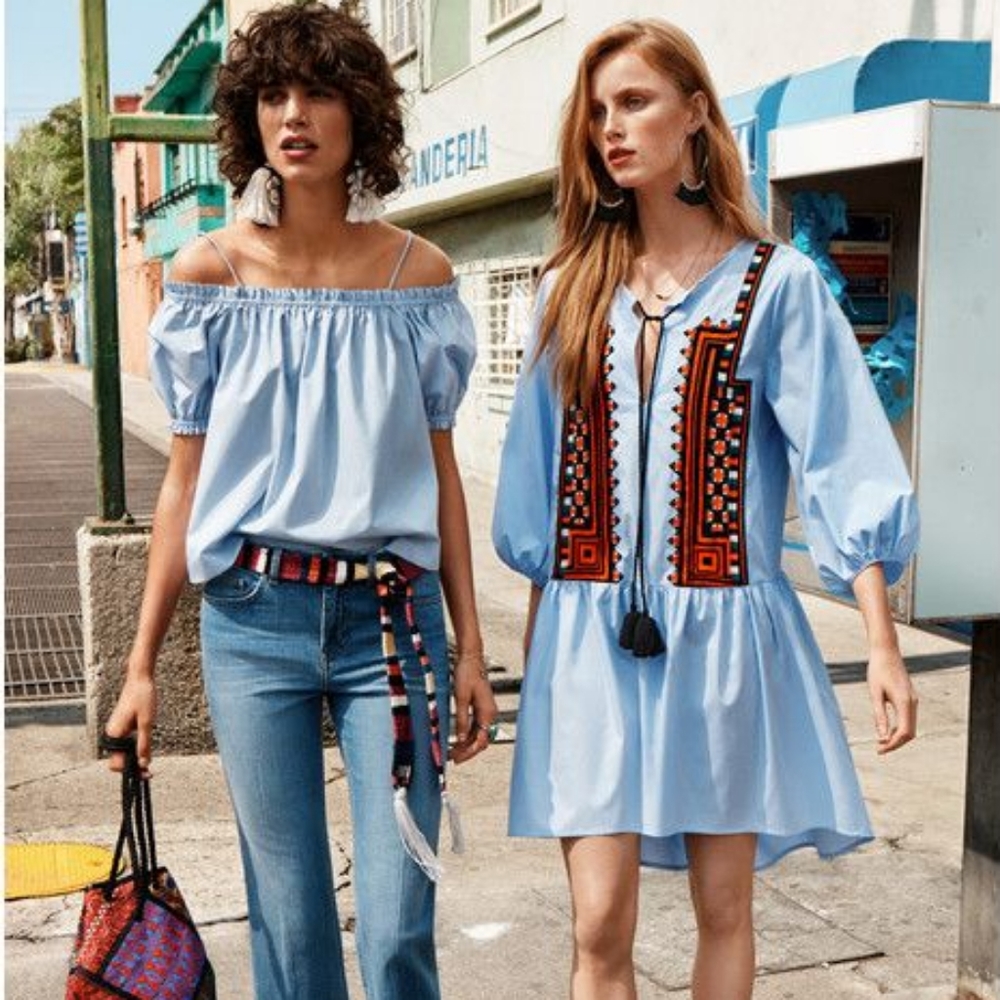 H&M BLUE CONSCIOUS COLLECTION CITY DIARIES TOP - Picture 2 of 8